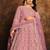 Pink net hand embroidery semi stitched salwar suits suits size up to 42