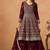Maroon georgette mirror work semi stitched salwar suits suits size up to 42