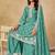 Sea green chiffon hand embroidery semi stitched salwar suits suits size up to 42