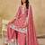 Peach chiffon hand embroidery semi stitched salwar suits suits size up to 42