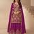 Magenta silk blend zari work semi stitched salwar suits suits size up to 42