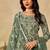Green net sequins work semi stitched salwar suits suits size up to 42
