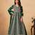 Green faux georgette hand embroidery semi stitched salwar suits suits size up to 42