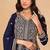 Navy blue faux georgette hand embroidery semi stitched salwar suits suits size up to 42
