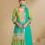Lime silk blend hand embroidery semi stitched salwar suits suits size up to 42