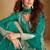 Turquoise chiffon sequins work semi stitched salwar suits suits size up to 42