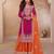 Pink chiffon sequins work semi stitched salwar suits suits size up to 42