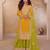 Lime chiffon sequins work semi stitched salwar suits suits size up to 42