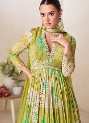 Multicolor chiffon sequins work semi stitched salwar suits suits size up to 42 2