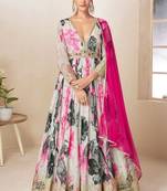 Multicolor chiffon sequins work semi stitched salwar suits suits size up to 42