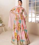 Multicolor chiffon sequins work semi stitched salwar suits suits size up to 42