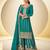 Teal blue chiffon sequins work semi stitched salwar suits suits size up to 42