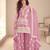 Pink chiffon hand embroidery semi stitched salwar suits suits size up to 42