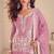 Pink chiffon hand embroidery semi stitched salwar suits suits size up to 42