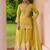 Yellow chiffon sequins work semi stitched salwar suits suits size up to 42