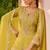 Yellow chiffon sequins work semi stitched salwar suits suits size up to 42