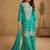 Blue chiffon sequins work semi stitched salwar suits suits size up to 42