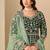 Green velvet sequins work semi stitched salwar suits suits size up to 42