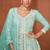 Blue georgette sequins work semi stitched salwar suits suits size up to 42