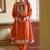 Orange chiffon mirror work semi stitched salwar suits suits size up to 42