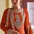 Orange chiffon mirror work semi stitched salwar suits suits size up to 42