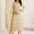 Cream  silk blend sequins work semi stitched salwar suits suits size up to 42
