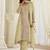 Beige silk blend sequins work semi stitched salwar suits suits size up to 42