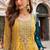 Mustard jacquard sequins work semi stitched salwar suits suits size up to 42