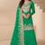 Green chiffon sequins work semi stitched salwar suits suits size up to 42