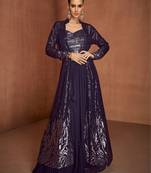 Purple georgette sequins work semi stitched salwar suits suits size up to 42
