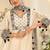 Off white silk mirror work semi stitched salwar suits suits size up to 42