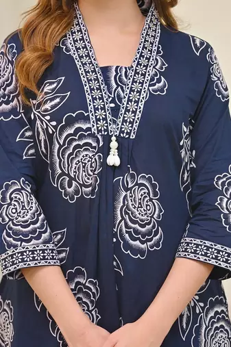 Anarkali cotton printed kurta with pant and dupatta for women 