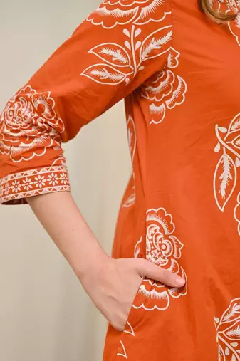 Anarkali cotton printed kurta with pant and dupatta for women 