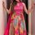 Anarkali silk embrodred printed kurta with pant and dupatta for women 