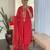Women's red viscose chanderi embroidered kurta pant set with jacquard dupatta