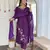 Women's purple viscose rayon embroidered kurta pant set with chinon dupatta