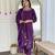 Women's purple viscose rayon embroidered kurta pant set with chinon dupatta