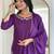 Women's purple viscose rayon embroidered kurta pant set with chinon dupatta