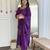 Women's purple viscose rayon embroidered kurta pant set with chinon dupatta