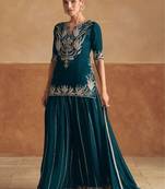 Elegant real chinon top & bottom set with embroidered dupatta | ready-to-wear designer suit