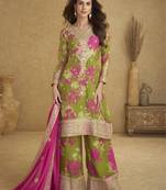 Elegant chinon embroidered readymade suit set with dupatta