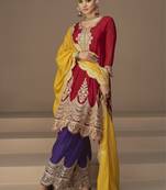 Premium chinon silk sharara suit with heavy embroidery & work dupatta