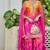 Pink and magenta embroidered chinon free size stitched palazzo style salwar suit