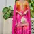 Pink and magenta embroidered chinon free size stitched palazzo style salwar suit