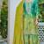 Sea green embroidered chinon free size stitched palazzo style salwar suit