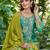 Sea green embroidered chinon free size stitched palazzo style salwar suit
