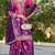 Pink and purple embroidered chinon free size stitched palazzo style salwar suit