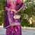 Pink and purple embroidered chinon free size stitched palazzo style salwar suit