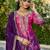 Pink and purple embroidered chinon free size stitched palazzo style salwar suit