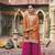 Orange embroidered chinon free size stitched palazzo style salwar suit